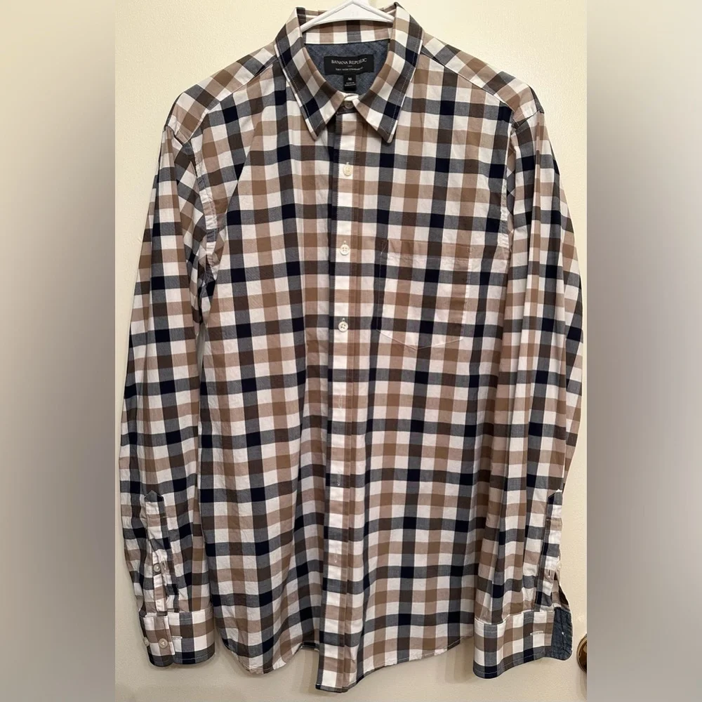 Men’s Banana Republic Medium Royal Check Shirt - Picture 1 of 3